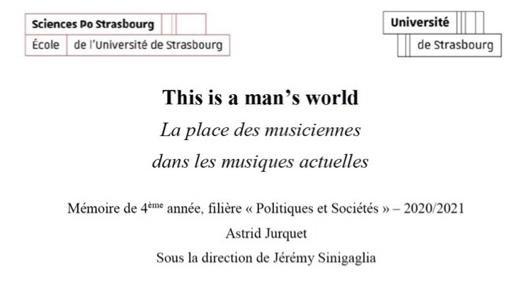 la place des musiciennes dans les musiques actuelles